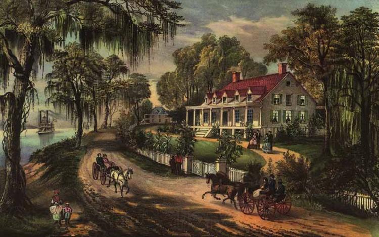 Currier and Ives A Home on the Mississippi Norge oil painting art